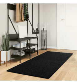 Tapis shaggy à poils longs moderne noir 80x200 cm