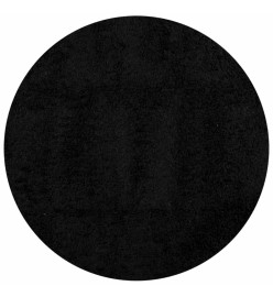 Tapis shaggy à poils longs moderne noir Ø 100 cm