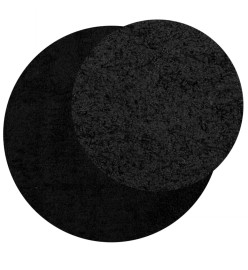 Tapis shaggy à poils longs moderne noir Ø 100 cm