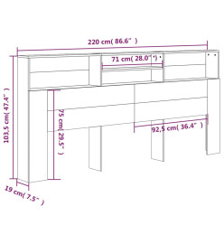 Armoire de tête de lit Blanc et chêne sonoma 220x19x103,5 cm