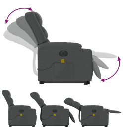 Fauteuil inclinable de massage électrique Gris foncé Tissu