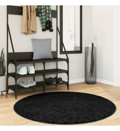 Tapis shaggy à poils longs moderne noir Ø 120 cm