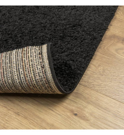 Tapis shaggy à poils longs moderne noir 80x250 cm