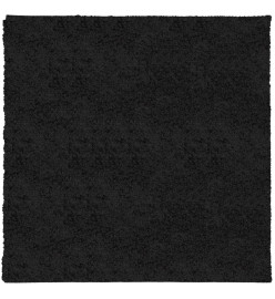 Tapis shaggy à poils longs moderne noir 120x120 cm