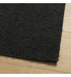 Tapis shaggy à poils longs moderne noir 120x120 cm