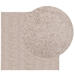 Tapis shaggy à poils longs moderne beige 160x160 cm