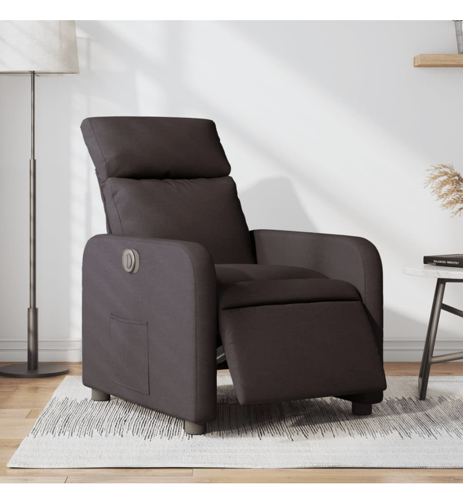 Fauteuil inclinable électrique Marron foncé Tissu