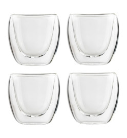 HI Tasses à expresso à double paroi 4 pcs 80 ml transparent