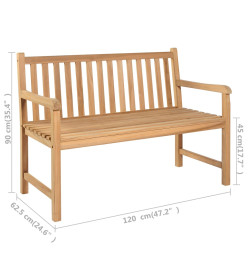 Banc de jardin avec coussin bleu clair 120 cm Bois de teck