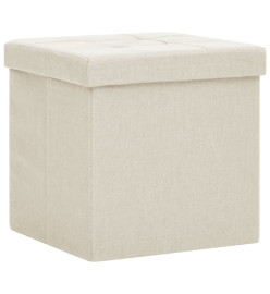 Tabourets de rangement pliables lot de 2 blanc crème Faux lin