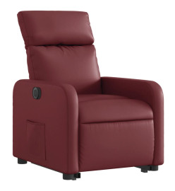 Fauteuil inclinable électrique rouge bordeaux similicuir