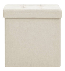 Tabourets de rangement pliables lot de 2 blanc crème Faux lin