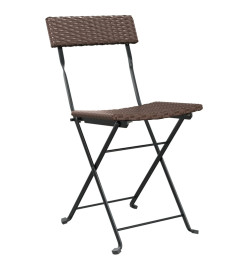 Chaises de bistrot pliantes 4pcs Marron Résine tressée et acier