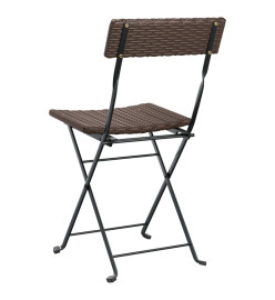 Chaises de bistrot pliantes 4pcs Marron Résine tressée et acier