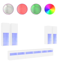 Ensemble de meubles TV muraux 7 pcs avec lumières LED blanc