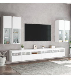 Ensemble de meubles TV muraux 7 pcs avec lumières LED blanc