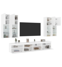 Ensemble de meubles TV muraux 7 pcs avec lumières LED blanc