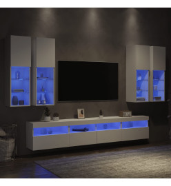 Ensemble de meubles TV muraux 7 pcs avec lumières LED blanc