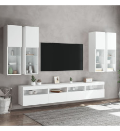 Ensemble de meubles TV muraux 7 pcs avec lumières LED blanc