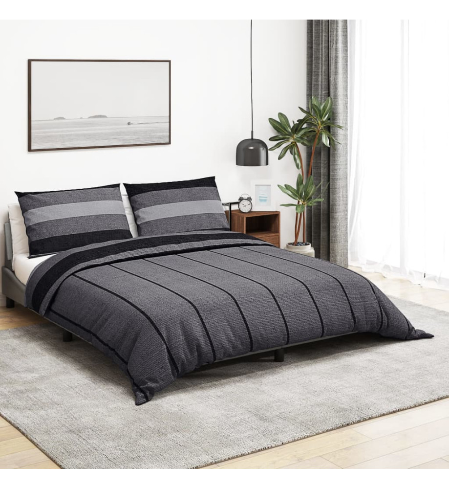 Ensemble de housse de couette gris foncé 140x200 cm Coton