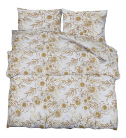 Ensemble de housse de couette blanc et marron 260x220 cm Coton