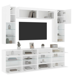 Ensemble de meubles TV muraux 6 pcs avec lumières LED blanc