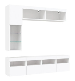 Ensemble de meubles TV muraux 7 pcs avec lumières LED blanc