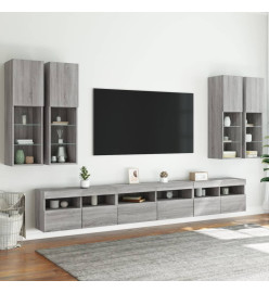 Ensemble de meubles TV muraux 7 pcs et lumières LED sonoma gris