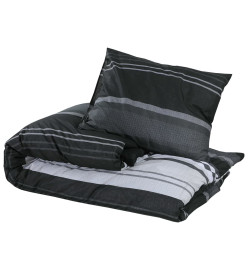 Ensemble de housse de couette noir et blanc 200x220 cm Coton