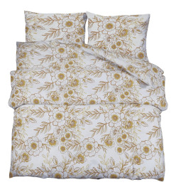 Ensemble de housse de couette blanc et marron 200x200 cm Coton