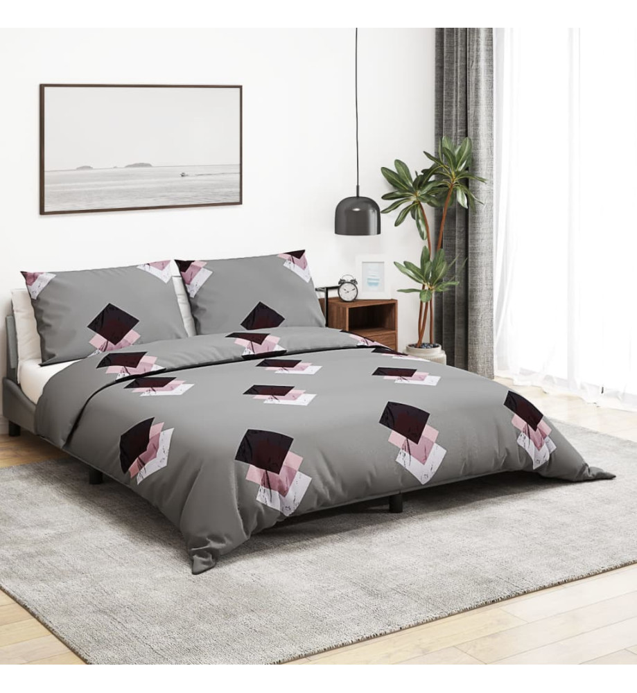 Ensemble de housse de couette Gris 240x220 cm Coton