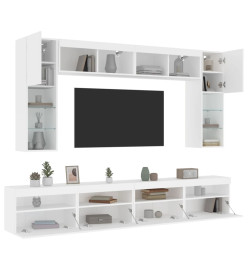 Ensemble de meubles TV muraux 8 pcs avec lumières LED blanc