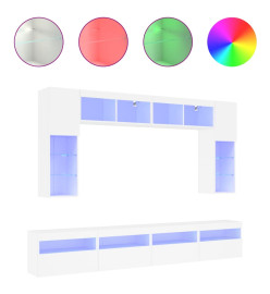 Ensemble de meubles TV muraux 8 pcs avec lumières LED blanc