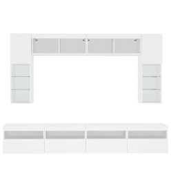 Ensemble de meubles TV muraux 8 pcs avec lumières LED blanc