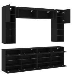 Ensemble de meubles TV muraux 6 pcs avec lumières LED noir