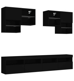 Ensemble de meubles TV muraux 6 pcs avec lumières LED noir