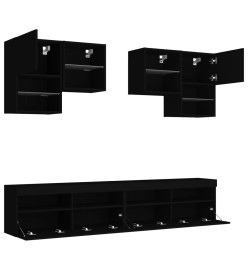 Ensemble de meubles TV muraux 6 pcs avec lumières LED noir