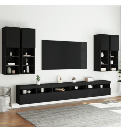 Ensemble de meubles TV muraux 7 pcs avec lumières LED noir