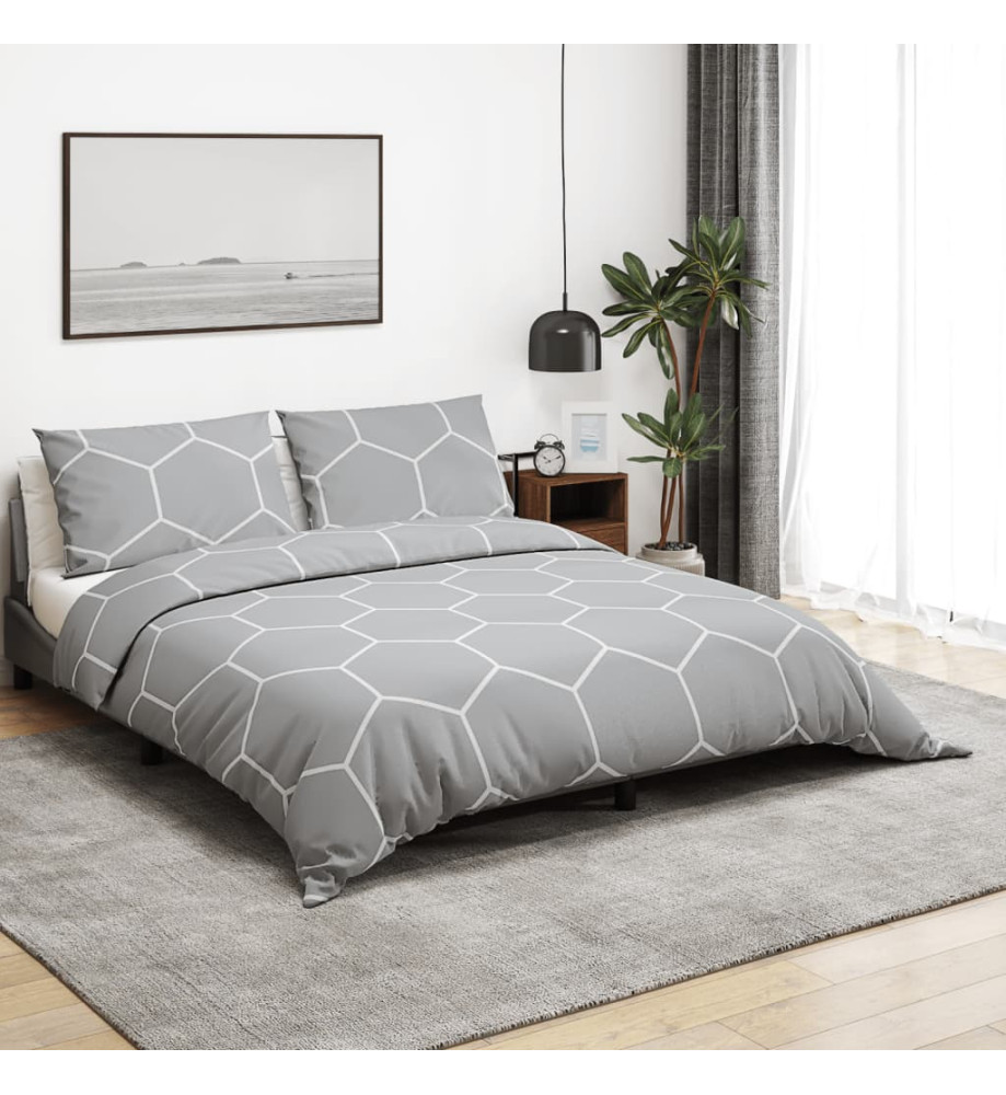 Ensemble de housse de couette Gris 200x220 cm Coton