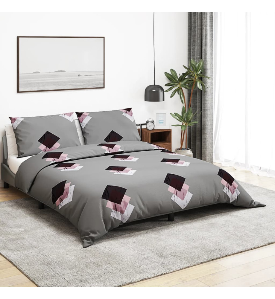 Ensemble de housse de couette Gris 135x200 cm Coton