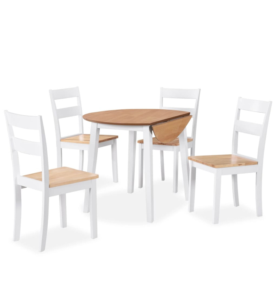 Ensemble de salle à manger 5 pcs MDF et hévéa Blanc