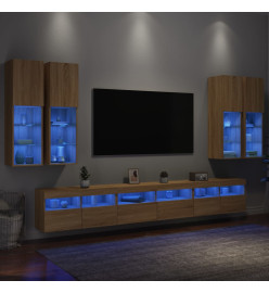 Ensemble de meubles TV muraux 7pcs et lumières LED chêne sonoma