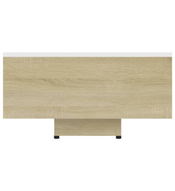 Table basse Blanc et chêne sonoma 85x55x31 cm Aggloméré