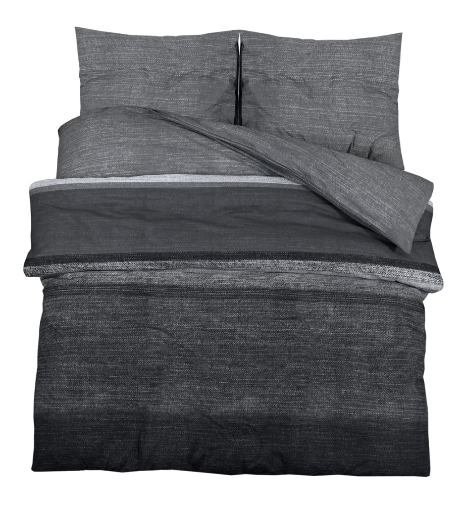 Ensemble de housse de couette gris foncé 200x200 cm Coton