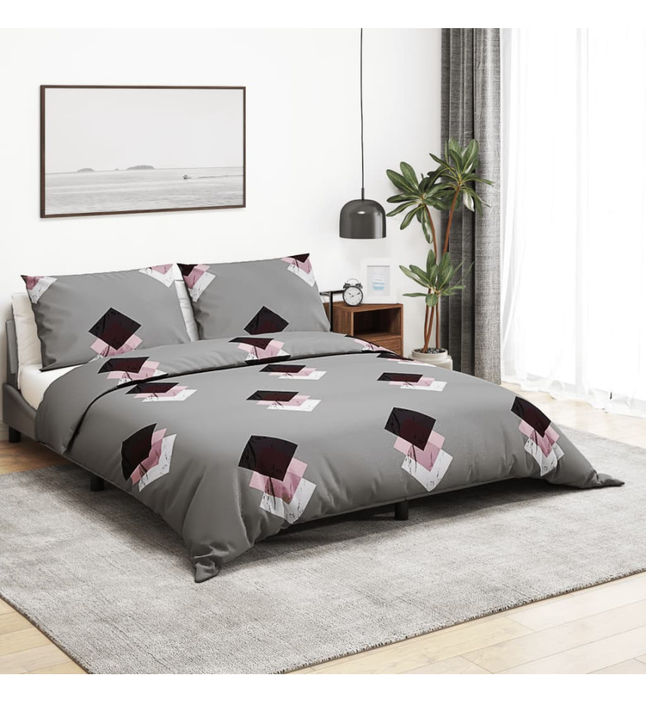 Ensemble de housse de couette Gris 140x200 cm Coton