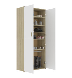 Armoire à chaussures Blanc chêne sonoma 80x39x178 cm Aggloméré