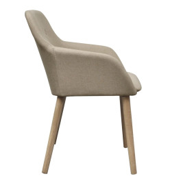 Chaises à manger lot de 6 beige tissu et chêne massif