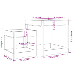 Tables à sable 2 pcs blanc bois de pin massif