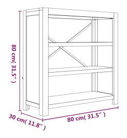 Bibliothèque 3 niveaux 80x30x80 cm Bois solide d'acacia