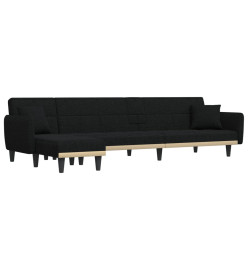 Canapé-lit en forme de L noir 275x140x70 cm tissu